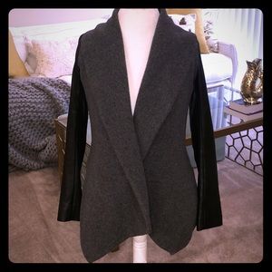 Theory lamb leather & cashmere wool coat